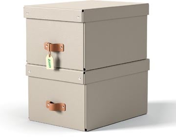 Leitz Leitz Puro opbergdoos, medium, ft A4, 17 liter, beige, pak van 2 stuks