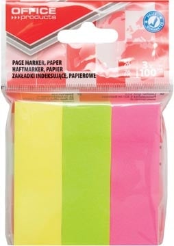 Office Products OFFICE products index, 26 x 76 mm, ophangzakje van 3 x 100 tabs, geassorteerde kleuren