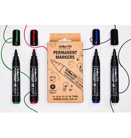 Artline Artline permanent marker Drysafe 170 Eco-Green, 2 mm, ronde punt, assortie, blister van 4 stuks
