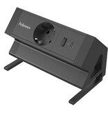 Fellowes contactdoos Power Desk, 1 stopcontact + 1 x USB-A + 1 x USB-C, zwart, voor Nederland