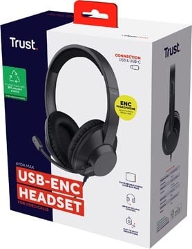 Trust Trust Ayda Max Headset, over ear, USB aansluiting, noice cancelling