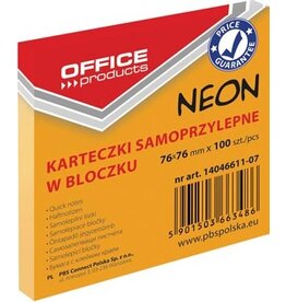 Office Products OFFICE products memoblok Neon, 76 x 76 mm, 100 vel, neonoranje