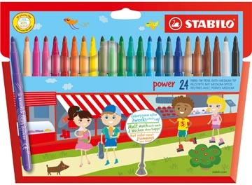 Stabilo STABILO power viltstift, etui van 24 stuks, geassorteerde kleuren