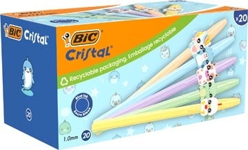 Bic Bic balpen Cristal Medium pastel figurines, doos van 20 stuks, assorti