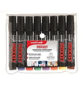 Uni-ball Uni-ball permanent marker Prockey PM-122, ronde punt, medium, etui van 8 stuks
