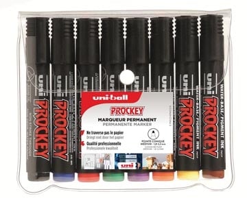 Uni-ball Uni-ball permanent marker Prockey PM-122, ronde punt, medium, etui van 8 stuks