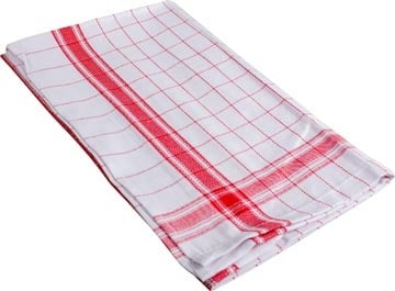 Merkloos Handdoek Adalynne, ft 50 x 70 cm, geruit, rood, pak van 3 stuks