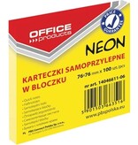 Office Products OFFICE products memoblok Neon, 76 x 76 mm, 100 vel, neongeel
