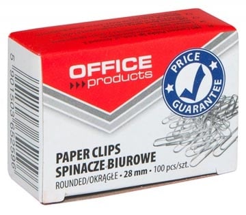 Office Products OFFICE products papierklemmen, 28 mm, gegalvaniseerd, doos van 100 stuks