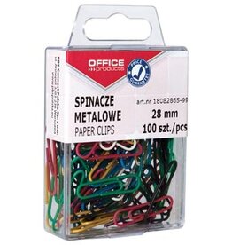 Office Products OFFICE products papierklemmen, 28 mm, geassorteerde kleuren, ophangdoosje van 100 stuks