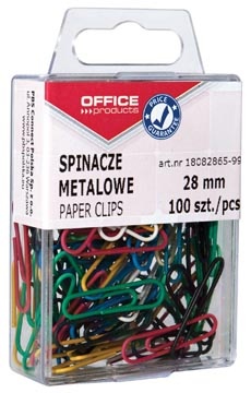 Office Products OFFICE products papierklemmen, 28 mm, geassorteerde kleuren, ophangdoosje van 100 stuks