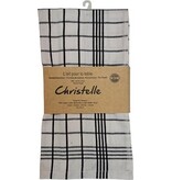 Merkloos Handdoek Christelle, ft 50 x 70 cm, geruit, wit, pak van 3 stuks