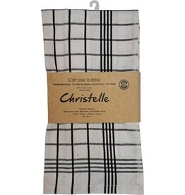 Merkloos Handdoek Christelle, ft 50 x 70 cm, geruit, wit, pak van 3 stuks