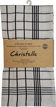 Merkloos Handdoek Christelle, ft 50 x 70 cm, geruit, wit, pak van 3 stuks