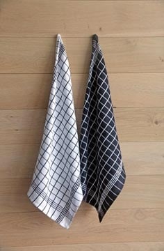 Merkloos Handdoek Christelle, ft 50 x 70 cm, geruit, wit, pak van 3 stuks