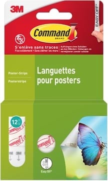 Command Command posterstrip, small, draagvermogen 225 gram, wit, blister van 12 stuks