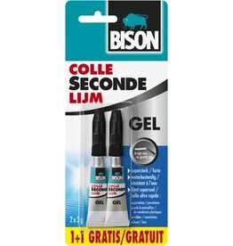 Bison Bison secondelijm, tube van 3 g, blister van 2 stuks (1 + 1 GRATIS)