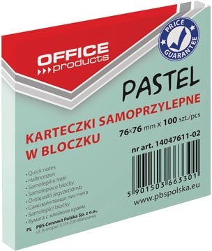 Office Products OFFICE products memoblok Pastel, 76 x 76 mm, 100 vel, pastelgroen