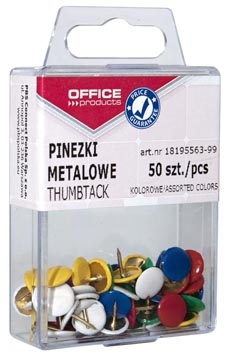 Office Products OFFICE products punaises, geassorteerde kleuren, plastic ophangdoosje van 50 stuks