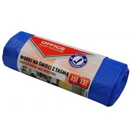 Office Products OFFICE products vuilniszak, LDHD, 25 micron, 35 liter, blauw, rol van 15 stuks