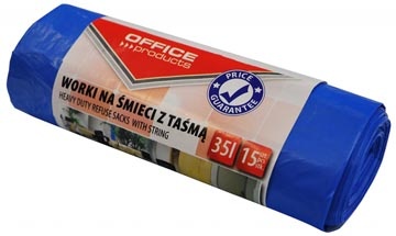 Office Products OFFICE products vuilniszak, LDHD, 25 micron, 35 liter, blauw, rol van 15 stuks