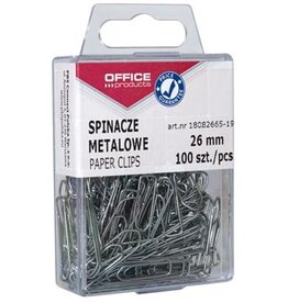 Office Products OFFICE products papierklemmen, 26 mm, metaal, plastic ophangdoosje van 100 stuks