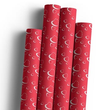 Merkloos Geschenkpapier Silver Hearts, 70 cm x 2 m