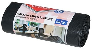Office Products OFFICE products vuilniszak, LDPE, 22 micron, 60 liter, zwart, rol van 20 stuks