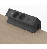 Fellowes contactdoos Power Desk 2, 2 stopcontacten + 1 x USB-A + 1 x USB-C, zwart, voor Nederland