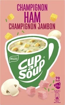 Cup A Soup Knorr Cup-a-Soup champignon & ham, pak van 21 zakjes