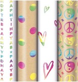 Merkloos Geschenkpapier Rainbow, 70 cm x 1,5 m, 4 verschillende motieven