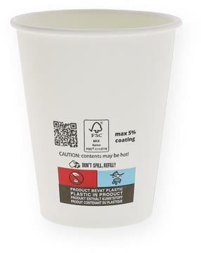 Conpax Beker uit karton, 237 ml, diameter 80 mmn wit, doos van 1000 stuks
