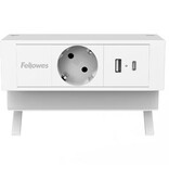 Fellowes contactdoos Power Desk, 1 stopcontact + 1 x USB-A + 1 x USB-C, wit, voor Nederland