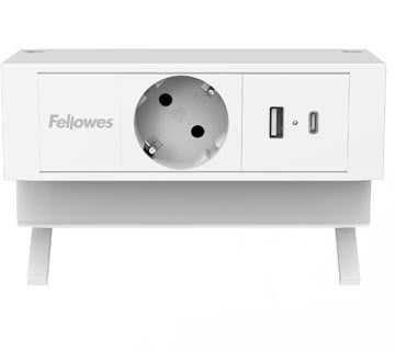 Fellowes contactdoos Power Desk, 1 stopcontact + 1 x USB-A + 1 x USB-C, wit, voor Nederland