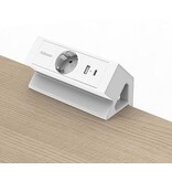 Fellowes contactdoos Power Desk, 1 stopcontact + 1 x USB-A + 1 x USB-C, wit, voor Nederland