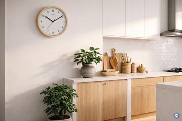 Maul MAUL wandklok Grain, quartz, diameter 31 cm, kunststof kader, licht hout