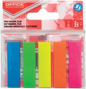Office Products OFFICE products index, 12 x 45 mm, ophangzakje van 5 x 25 tabs, geassorteerde kleuren