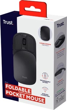 Trust Trust Zylo draadloze muis, inschuifbaar, zwart