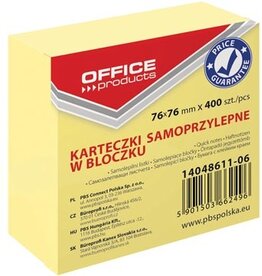 Office Products OFFICE products memoblok, 76 x 76 mm, 400 vel, geel