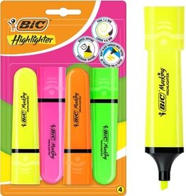 Bic Bic markeerstift Highlighter Flat, geassorteerde kleuren, blister van 4 stuks