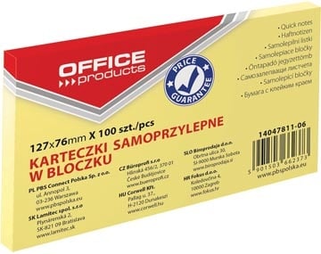 Office Products OFFICE products memoblok, 76 x 127 mm, 100 vel, geel