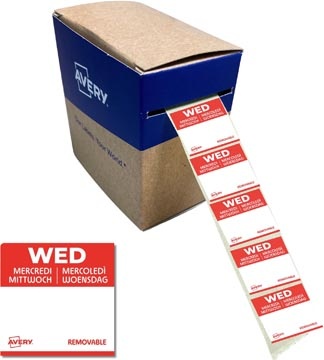 Avery Avery etiketten voedselcodering, HACCP, woensdag, ft 25 x 25 mm, dispenser van 1000 stuks