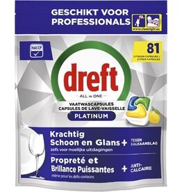 Dreft Dreft Pro Platinum vaatwastabletten, Lemon, pak van 81 capsules