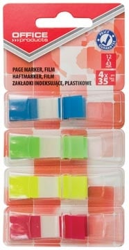 Office Products OFFICE products index, 12 x 43  mm, geassorteerde kleuren, blister van 4 x 35 tabs