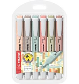 Stabilo STABILO SWING COOL Naturecolor markeerstift, geassorteerde kleuren, blister van 6 stuks