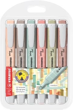 Stabilo STABILO SWING COOL Naturecolor markeerstift, geassorteerde kleuren, blister van 6 stuks