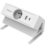 Fellowes contactdoos Power Desk, 1 stopcontact + 1 x USB-A + 1 x USB-C, wit, voor België