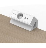 Fellowes contactdoos Power Desk, 1 stopcontact + 1 x USB-A + 1 x USB-C, wit, voor België