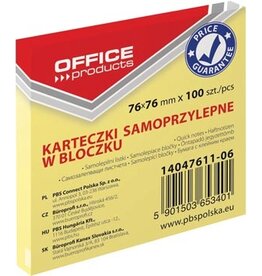 Office Products OFFICE products memoblok, 76 x 76 mm, 100 vel, geel
