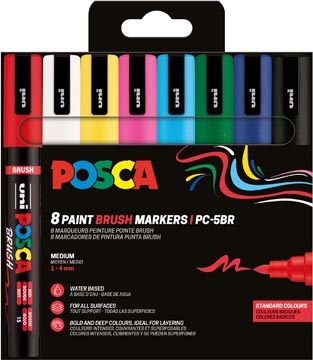 Posca Uni Posca paintmarker PC-5BR, 1 - 4 mm, penseel punt, blister van 8 stuks